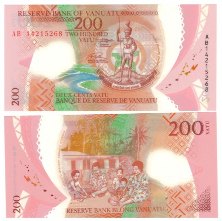 Vanuatu 200 Vatu 2014 Polymer (AB) UNC	  