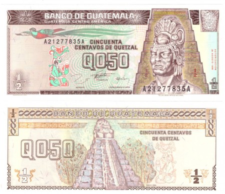 Guatemala 50 Centavos de Quetzal 1996 UNC Pick 96 
