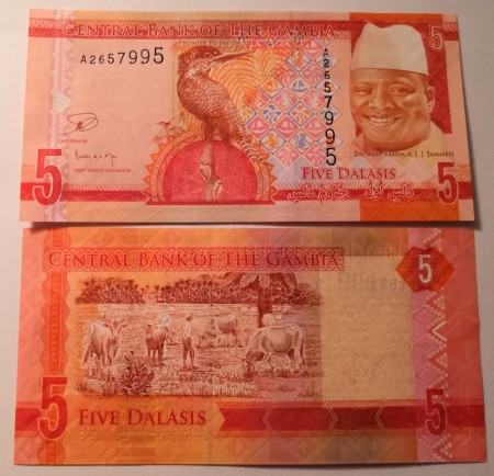 Gambia 5 dalasis 2015 UNC, P-31a	