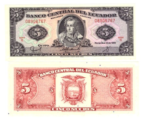 Ekvádor 5 Sucres 22.11.1988 UNC	
