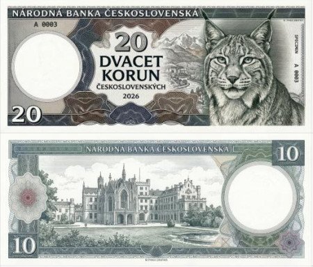 Československo 20 korun 2026 Rys (súkromná tvorba)